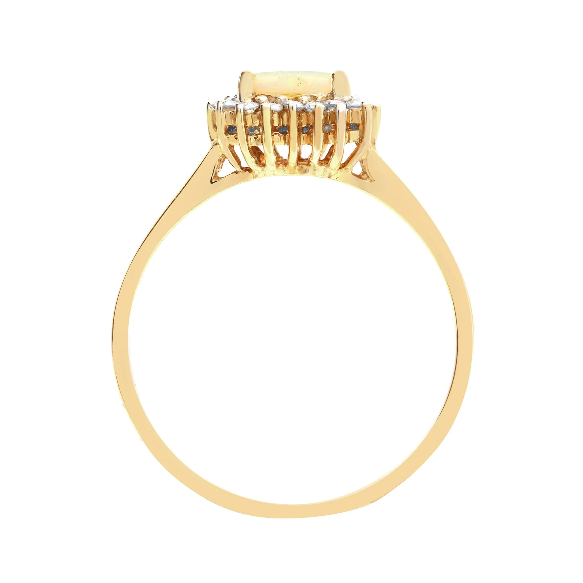 18ct Yellow Gold Natural Diamond And Opal Heart Shaped Ring - Image 2