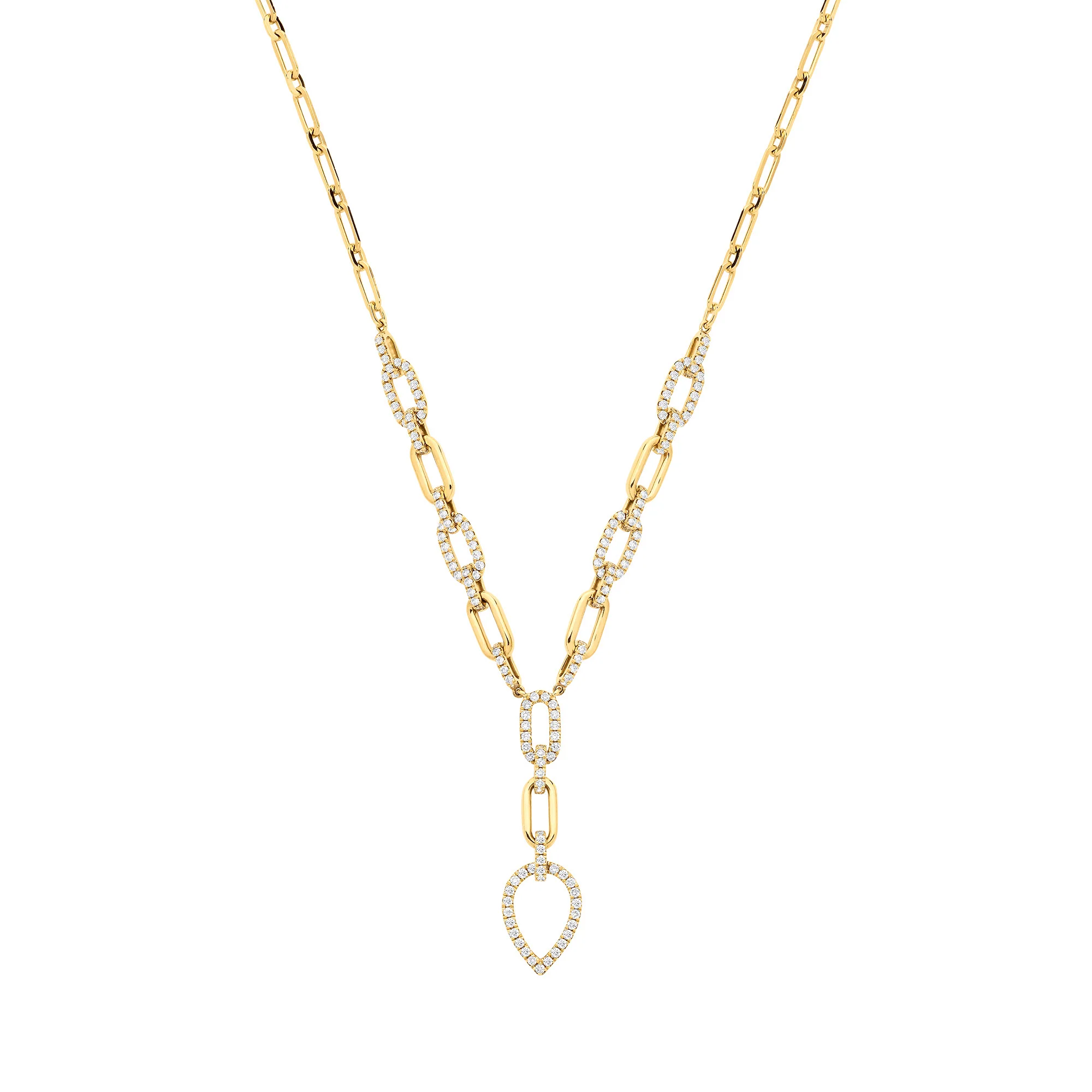 18ct Yellow Gold Pear Shaped Drop Necklace 1.30ctw - 18ct Gold