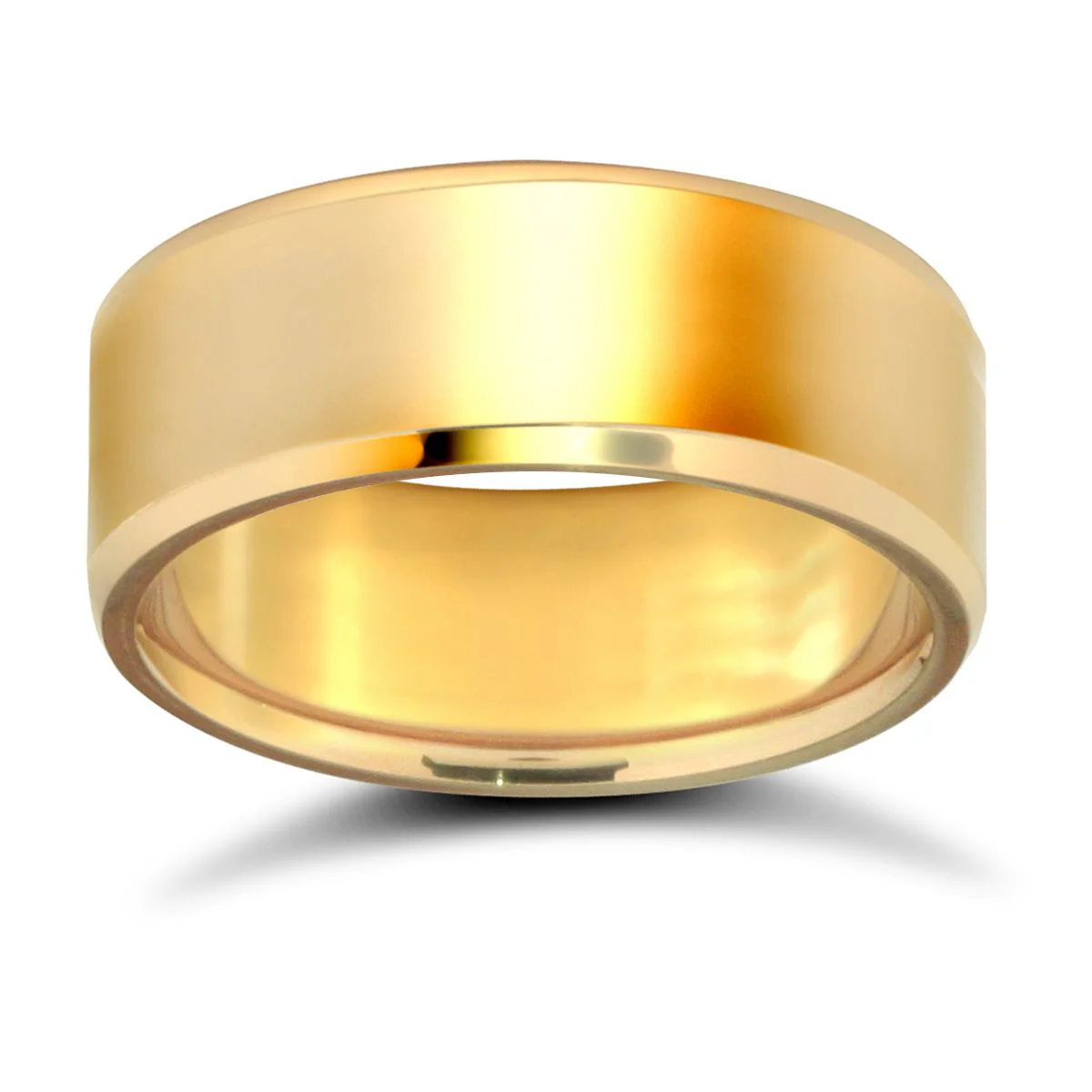 18ct Yellow Gold Standard Weight Flat Court Profile Bevelled Edge Wedding Ring