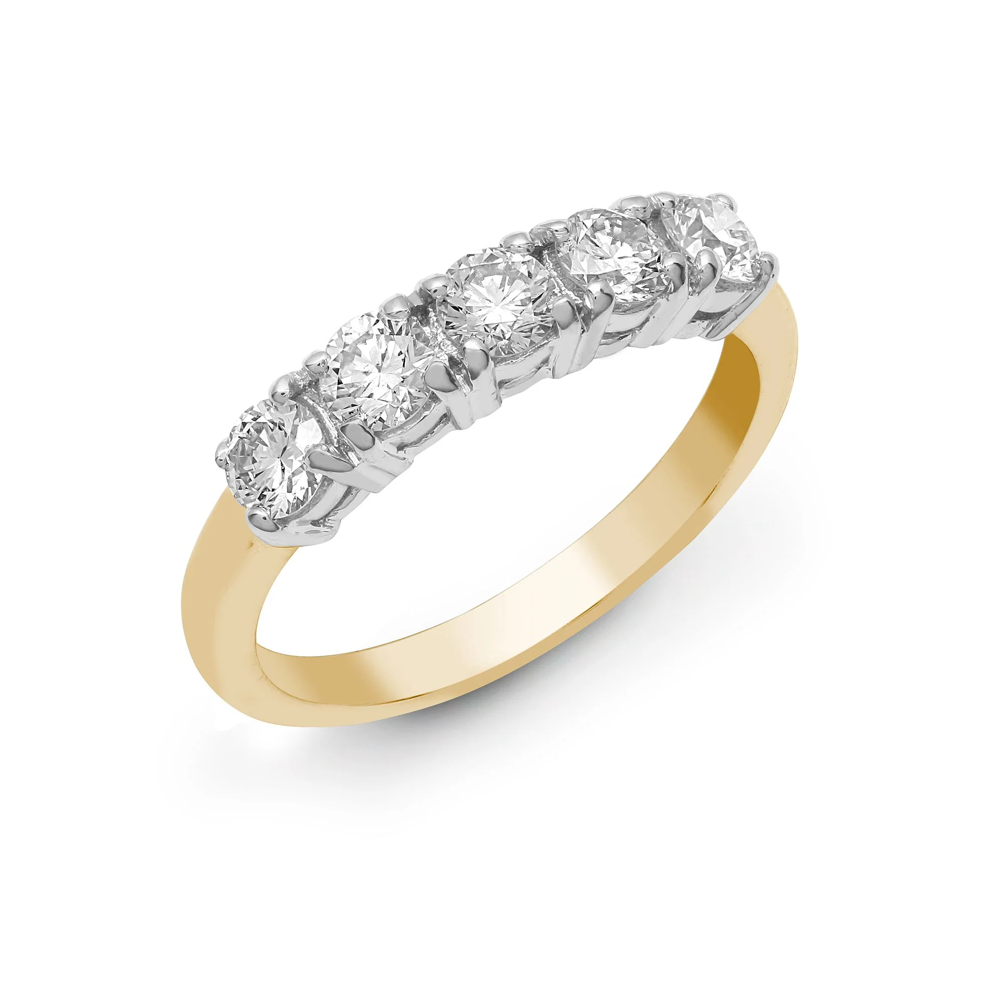 18ct Yellow/White 0.25ct Natural Diamond 5 stone Ring