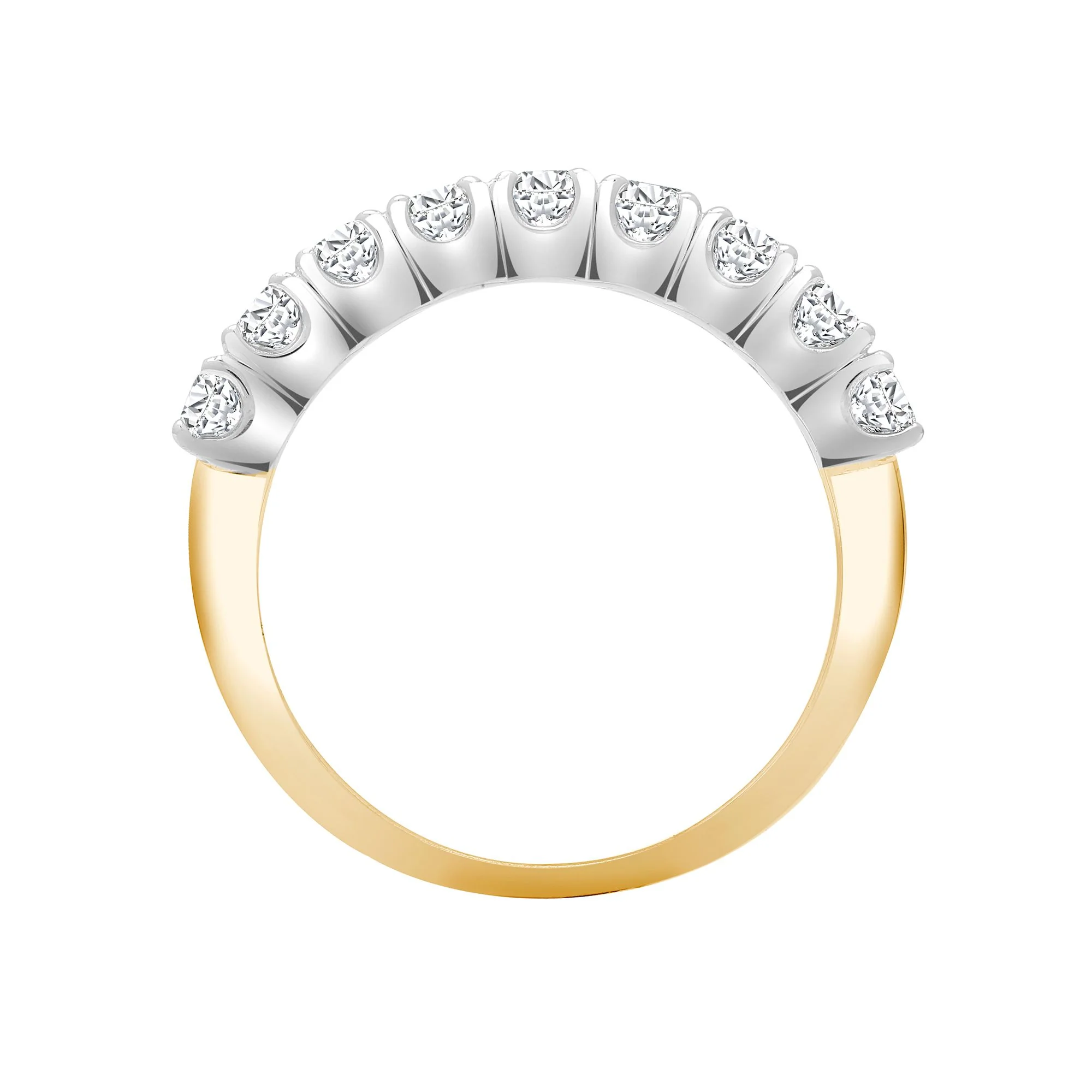 18ct Yellow/White 0.50ct 9 stone Claw Set 1/2 ET Ring - Image 2