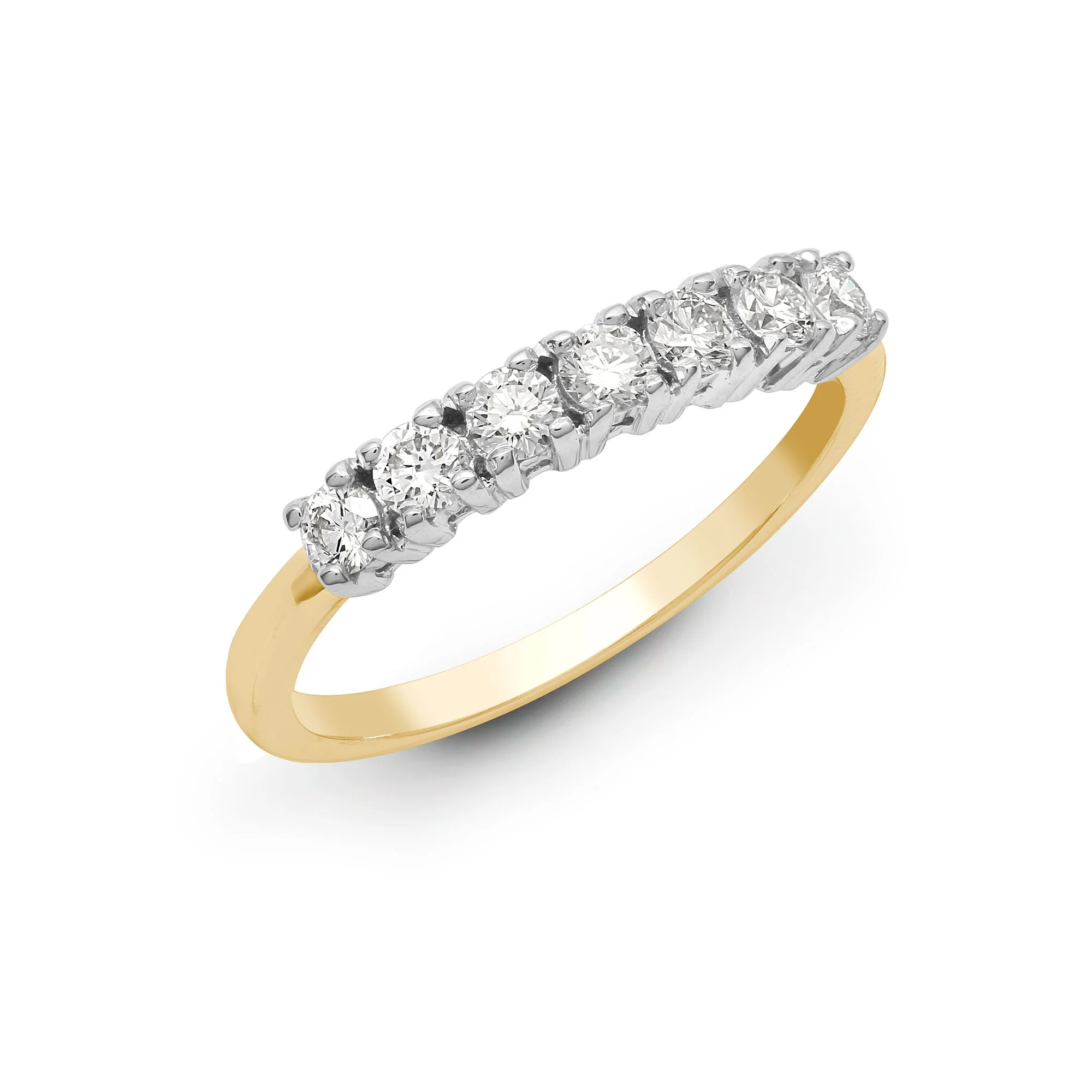 18ct Yellow/White 1.25ct Natural Diamond 7 stone 1/2 ET Ring
