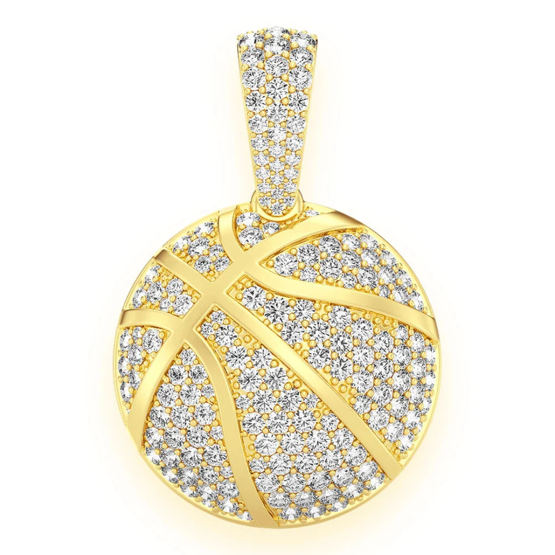 2.00ct Diamond Basketball Pendant 18K Solid Gold - Image 5