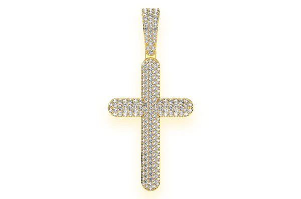 2.00ct Diamond Bubbly Cross Pendant 18K Solid Gold