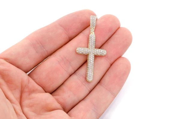 2.00ct Diamond Bubbly Cross Pendant 18K Solid Gold - Image 3