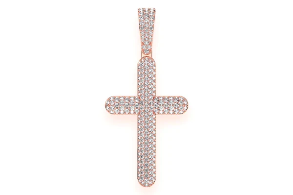 2.00ct Diamond Bubbly Cross Pendant 18K Solid Gold - Image 7