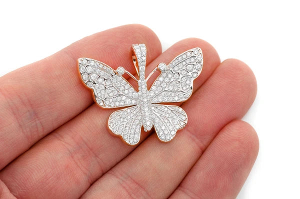 2.00ct Diamond Butterfly Pendant 18K Solid Gold - Image 4