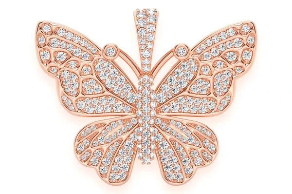 2.00ct Diamond Butterfly Pendant 18K Solid Gold - Image 5