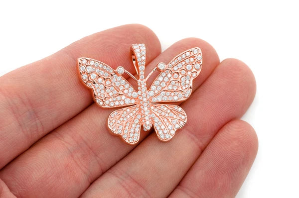 2.00ct Diamond Butterfly Pendant 18K Solid Gold - Image 6