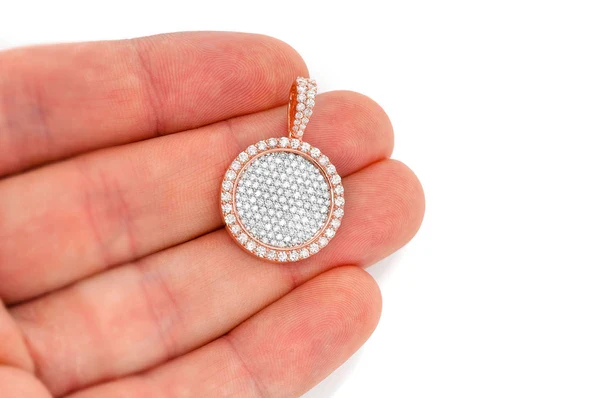2.00ct Diamond Circle Medallion Pendant 18K Solid Gold - Image 9