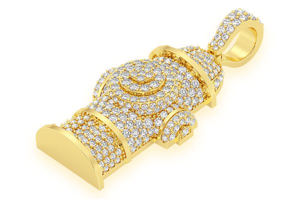 2.00ct Diamond Fire Hydrant Water Pendant 18K Solid Gold - Image 2