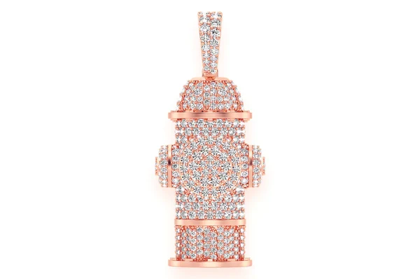 2.00ct Diamond Fire Hydrant Water Pendant 18K Solid Gold - Image 7