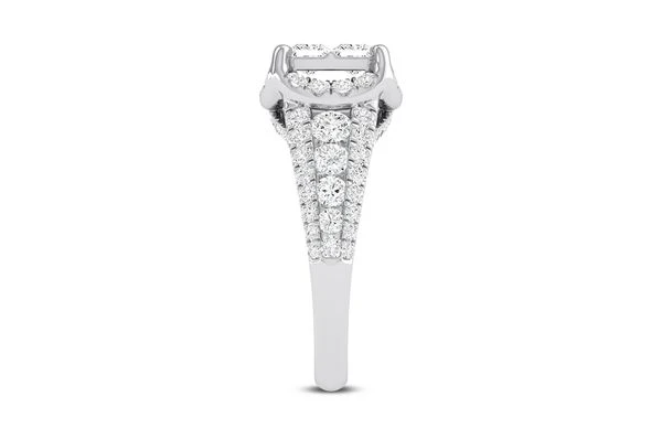 2.00ct Diamond Princess Cut Quad Halo All Natural Engagement Ring 14K White Gold - Image 4