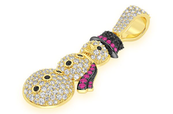 2.00ct Diamond Snowman Ruby Pendant 18K Solid Gold - Image 2