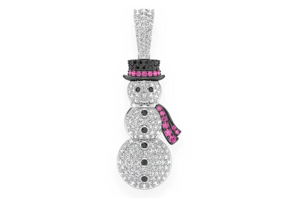 2.00ct Diamond Snowman Ruby Pendant 18K Solid Gold - Image 4
