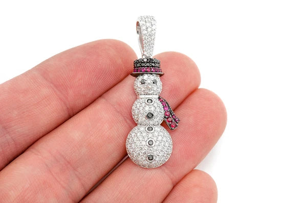 2.00ct Diamond Snowman Ruby Pendant 18K Solid Gold - Image 6
