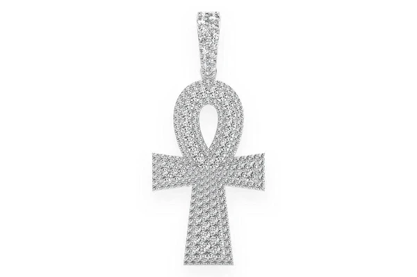 2.10ct Diamond Ankh Double Layer Pendant 18K Solid Gold - Image 4