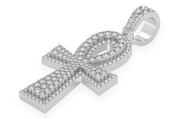 2.10ct Diamond Ankh Double Layer Pendant 18K Solid Gold - Image 5