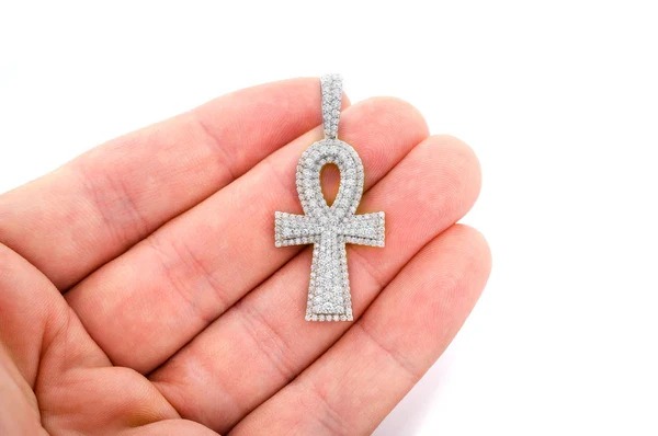 2.10ct Diamond Ankh Double Layer Pendant 18K Solid Gold - Image 6