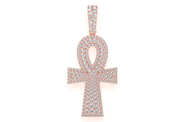 2.10ct Diamond Ankh Double Layer Pendant 18K Solid Gold - Image 7