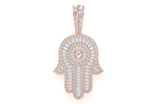 2.10ct Diamond Hamsa Pendant 18K Solid Gold - Image 4