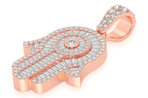 2.10ct Diamond Hamsa Pendant 18K Solid Gold - Image 5