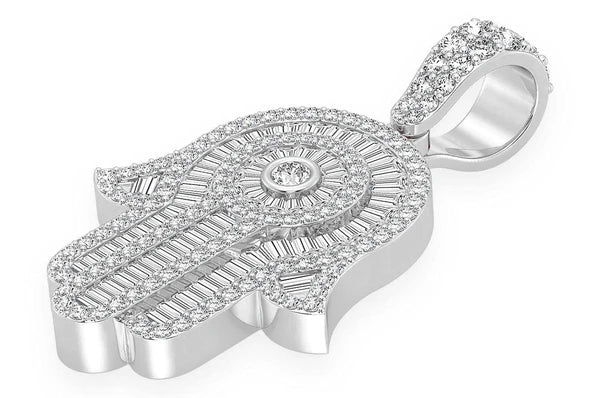 2.10ct Diamond Hamsa Pendant 18K Solid Gold - Image 8