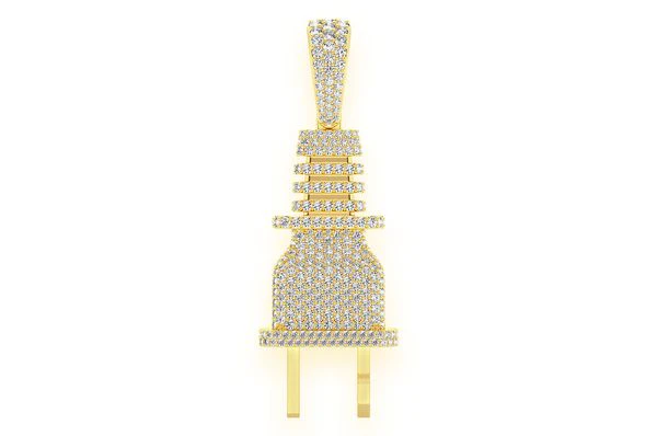 2.15ct Diamond Electric Plug Pendant 18K Solid Gold