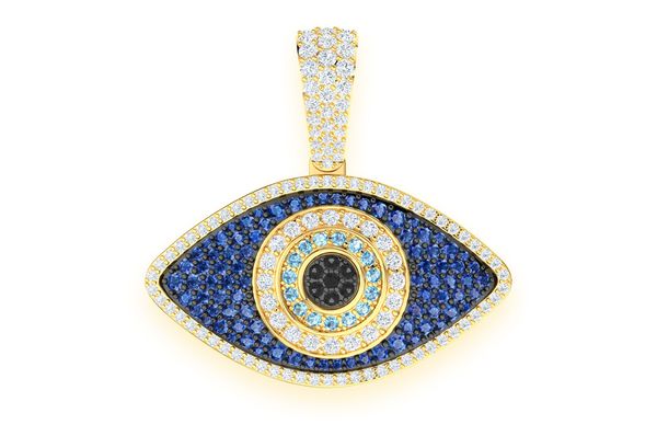 2.20ct Diamond Evil Eye Pendant 18K Solid Gold