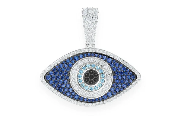 2.20ct Diamond Evil Eye Pendant 18K Solid Gold - Image 4