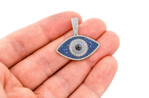2.20ct Diamond Evil Eye Pendant 18K Solid Gold - Image 6
