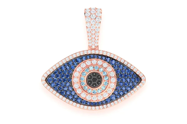 2.20ct Diamond Evil Eye Pendant 18K Solid Gold - Image 7