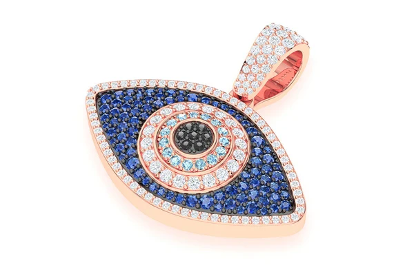 2.20ct Diamond Evil Eye Pendant 18K Solid Gold - Image 8