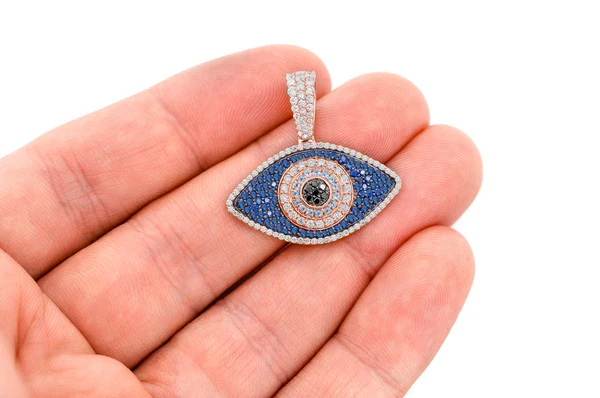 2.20ct Diamond Evil Eye Pendant 18K Solid Gold - Image 9