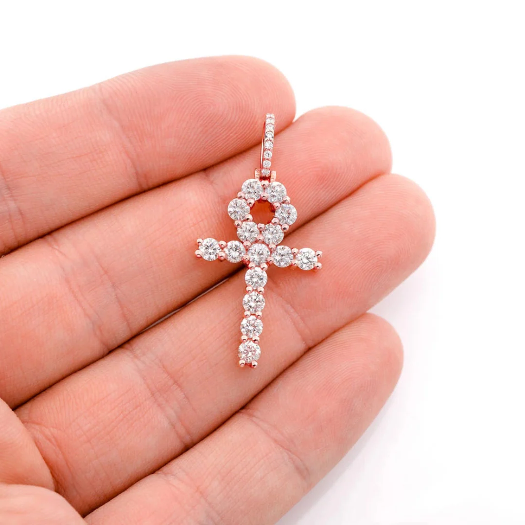2.35ct Diamond Ankh Pendant 18K Solid Gold - Image 3