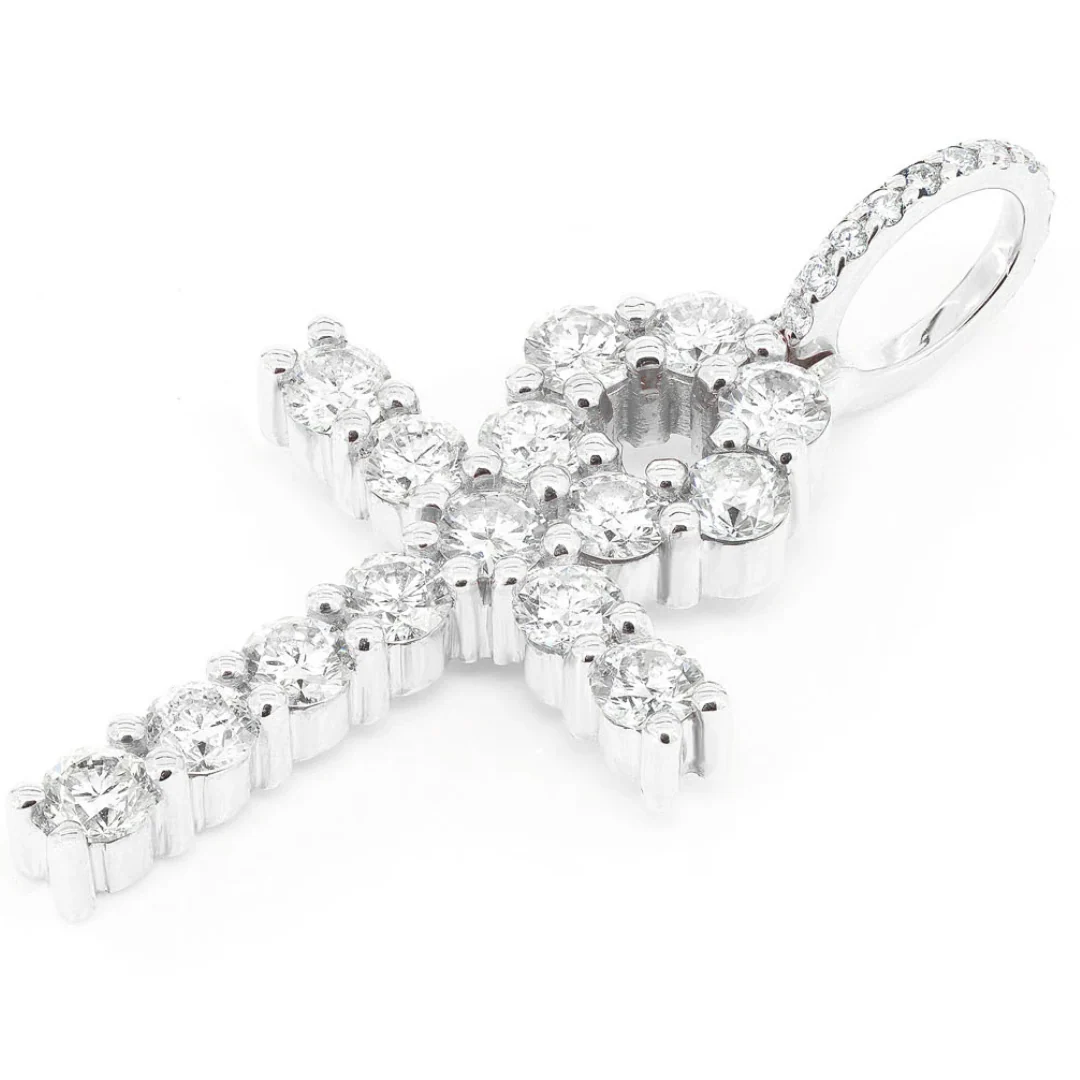 2.35ct Diamond Ankh Pendant 18K Solid Gold - Image 5
