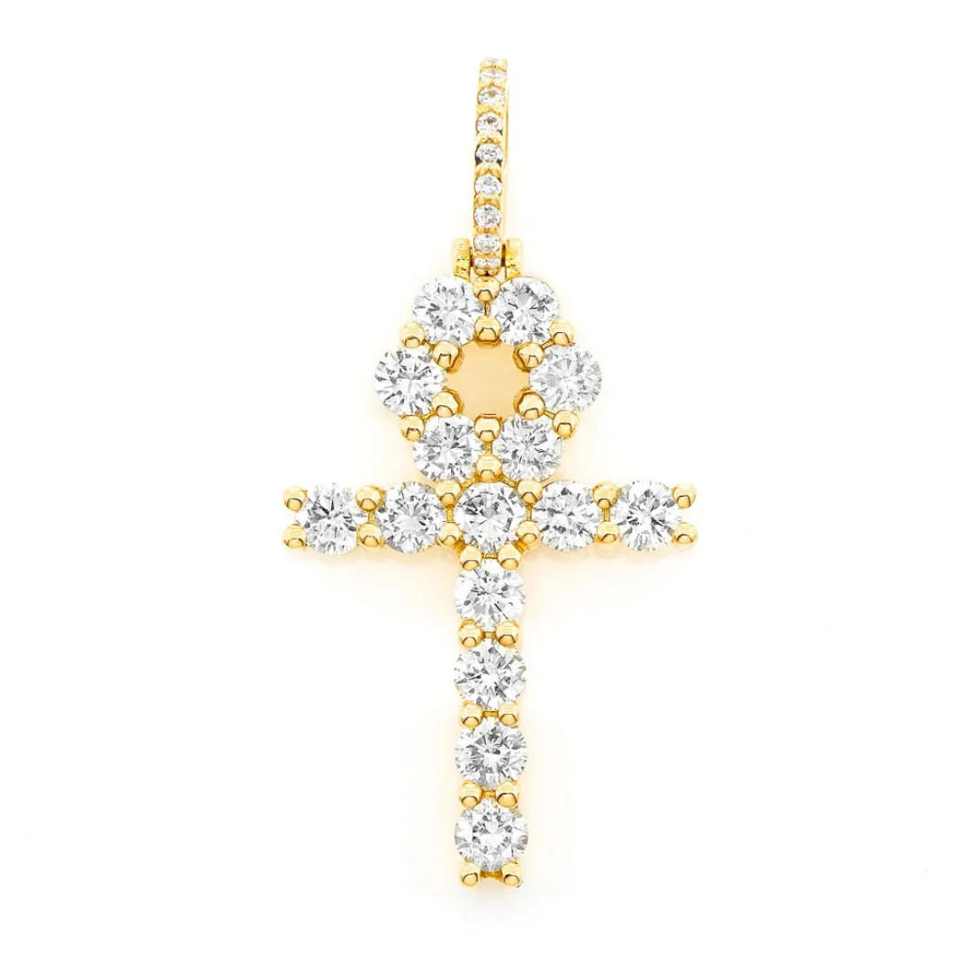 2.35ct Diamond Ankh Pendant 18K Solid Gold - Image 7