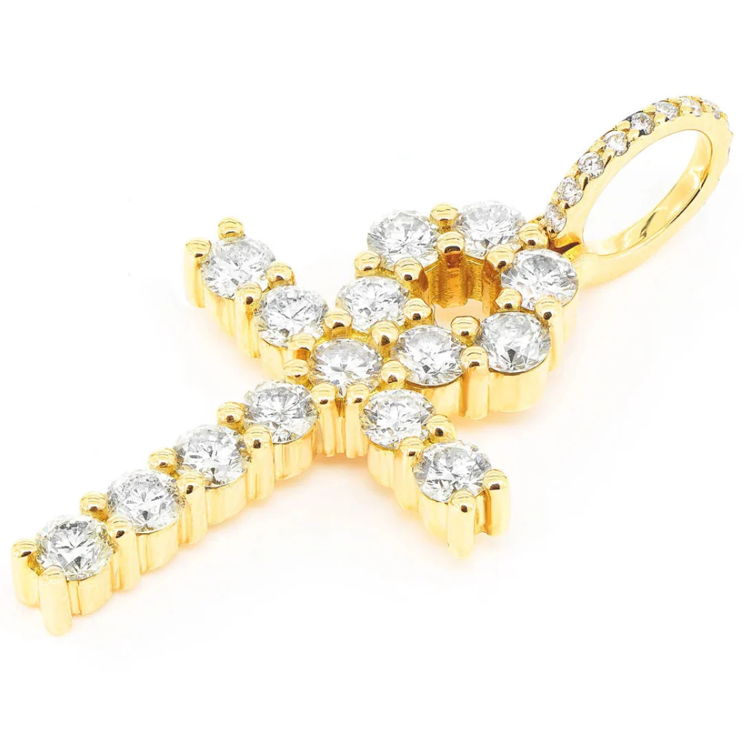 2.35ct Diamond Ankh Pendant 18K Solid Gold - Image 8