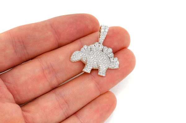 2.35ct Diamond Dinosaur Pendant 18K Solid Gold - Image 6