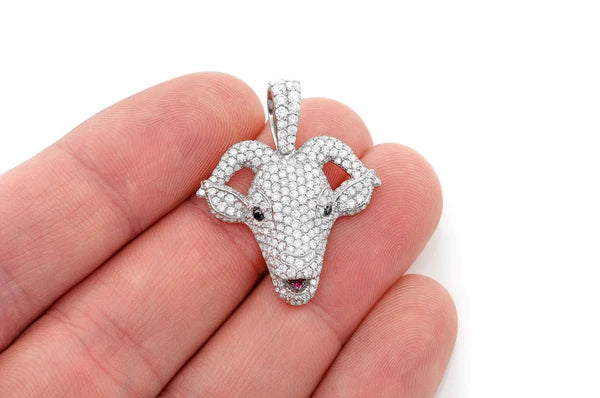 2.50ct Diamond Goat Head Pendant 18K Solid Gold - Image 6
