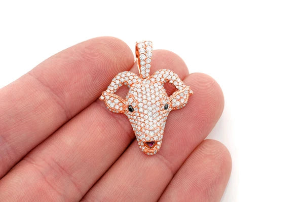 2.50ct Diamond Goat Head Pendant 18K Solid Gold - Image 9