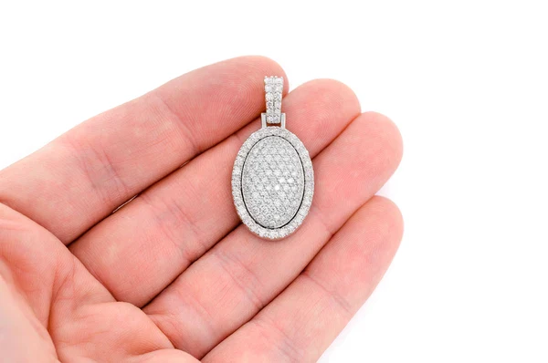 2.50ct Diamond Oval Pillow Double Layer Pendant 18K Solid Gold - Image 6