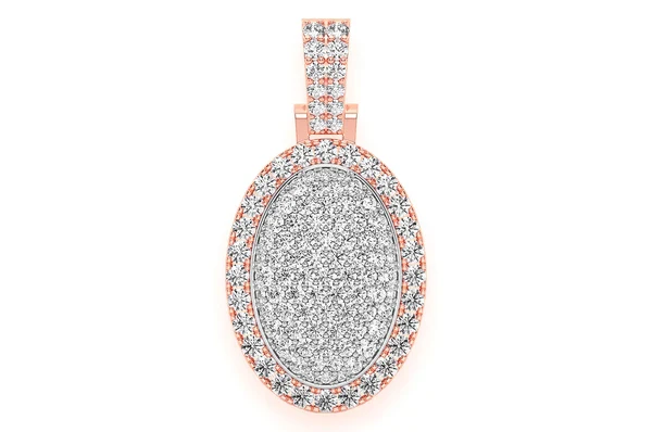 2.50ct Diamond Oval Pillow Double Layer Pendant 18K Solid Gold - Image 7