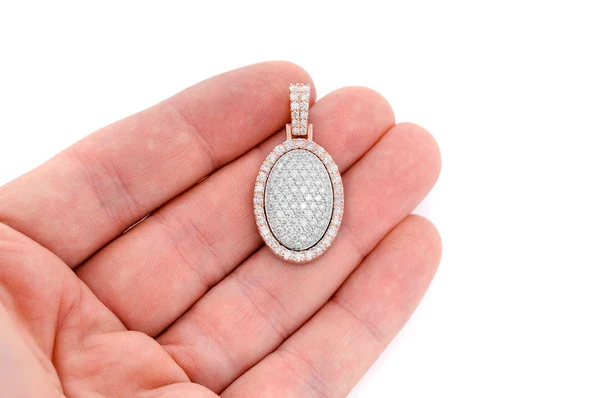 2.50ct Diamond Oval Pillow Double Layer Pendant 18K Solid Gold - Image 9