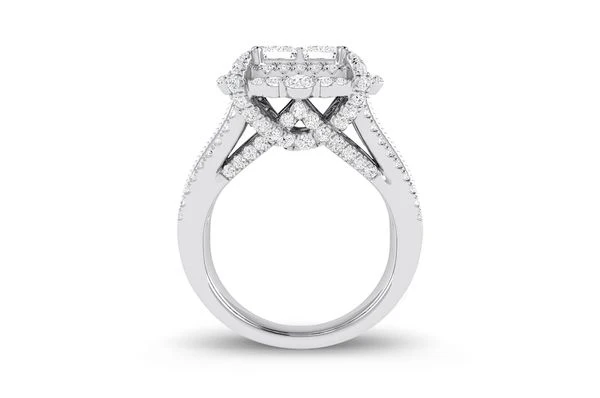 2.50ct Diamond Square Cluster Wide Band All Natural Engagement Ring 14K White Gold - Image 3