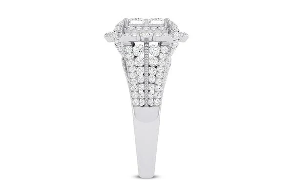 2.50ct Diamond Square Cluster Wide Band All Natural Engagement Ring 14K White Gold - Image 4