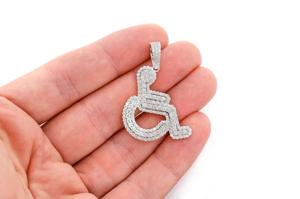 2.60ct Diamond Wheelchair Double Layer Pendant 18K Solid Gold - Image 9