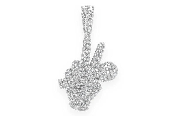 2.65ct Diamond Peace Sign Microphone Pendant 18K Solid Gold - Image 7