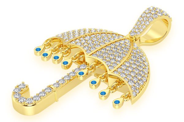 2.65ct Diamond Umbrella Pendant 18K Solid Gold - Image 2