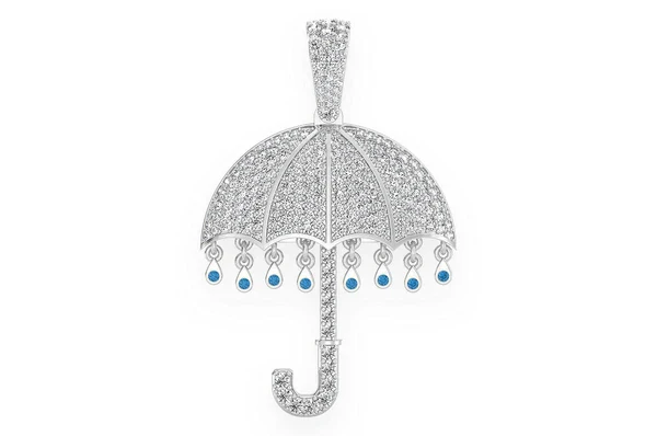 2.65ct Diamond Umbrella Pendant 18K Solid Gold - Image 3